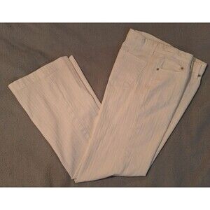 SEVEN 7 For All Mankind White Jeans Women 32 Flare Embroidered Rib Knit